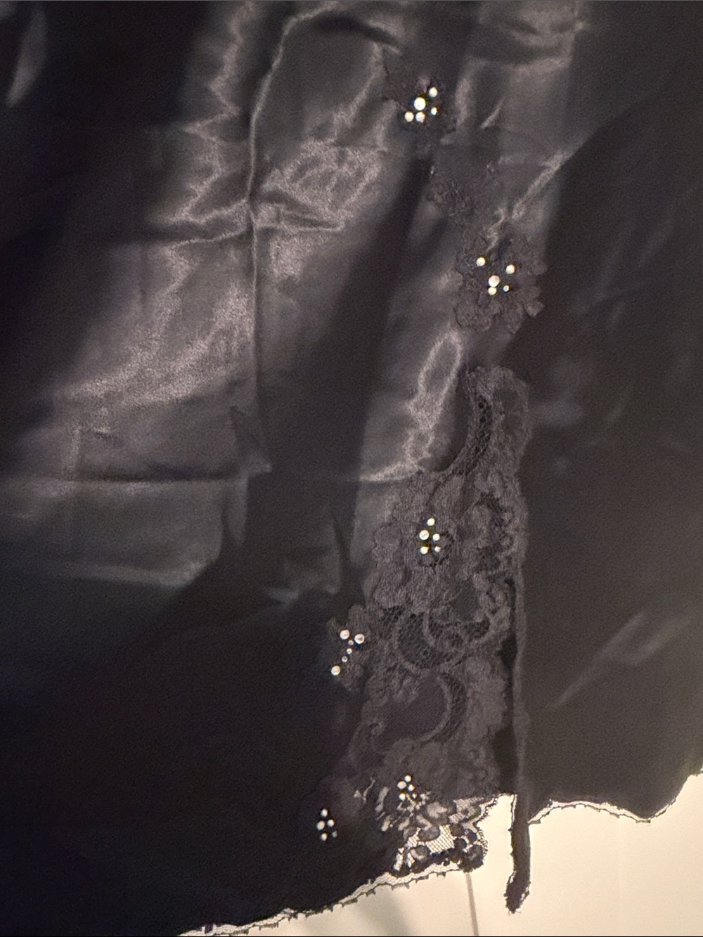 Vintage Victoria’s Secret Black Satin A-Line Slip Dress Tunic with Sequin Detail - Picture 7 of 8
